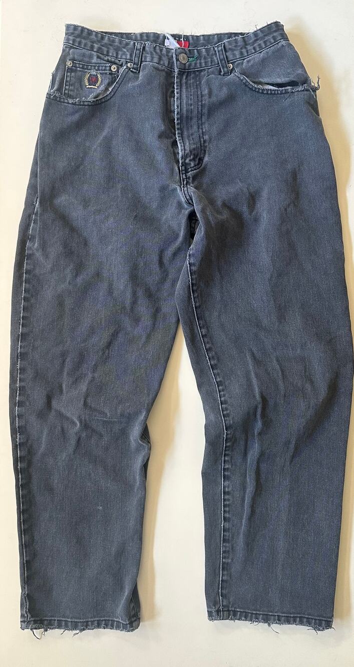 Vintage Tommy Hilfiger Baggy Fit Jeans Men's Faded Black Distressed 90s/Y2K